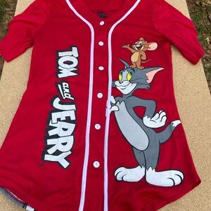 Tom and Jerry Women's Red Jersey Top